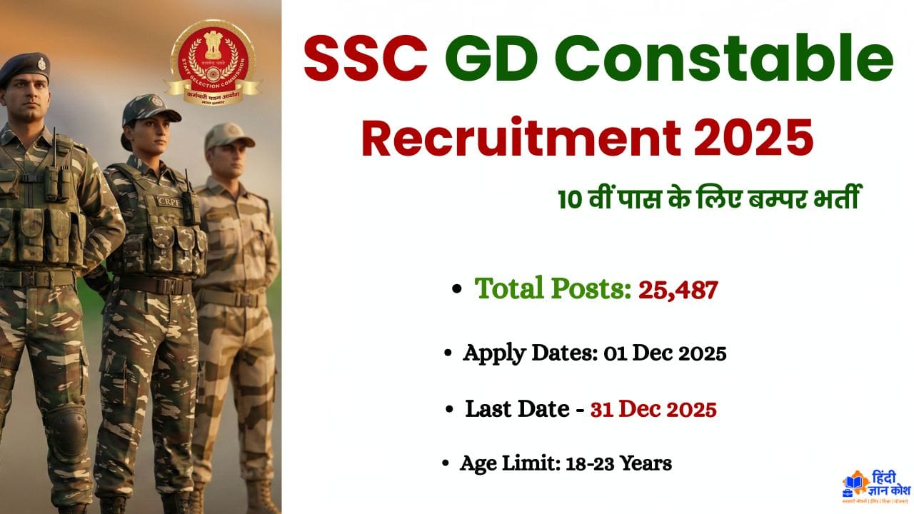 SSC GD Constable Syllabus 2026: 25487 पदों के लिए New Exam Pattern जारी, यहाँ देखें PDF