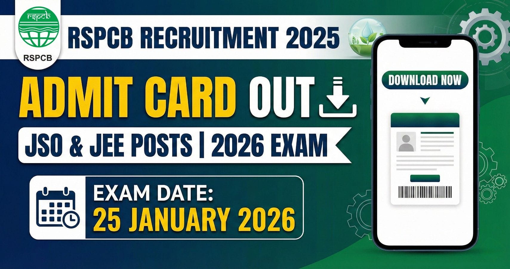 RSPCB JSO & JEE Admit Card 2026 Download