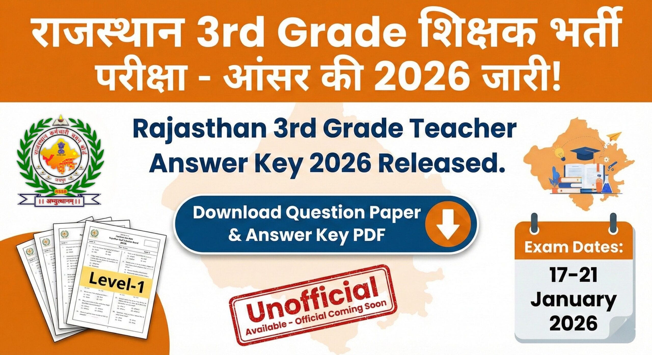 Rajasthan 3rd Grade Teacher Answer Key 2026